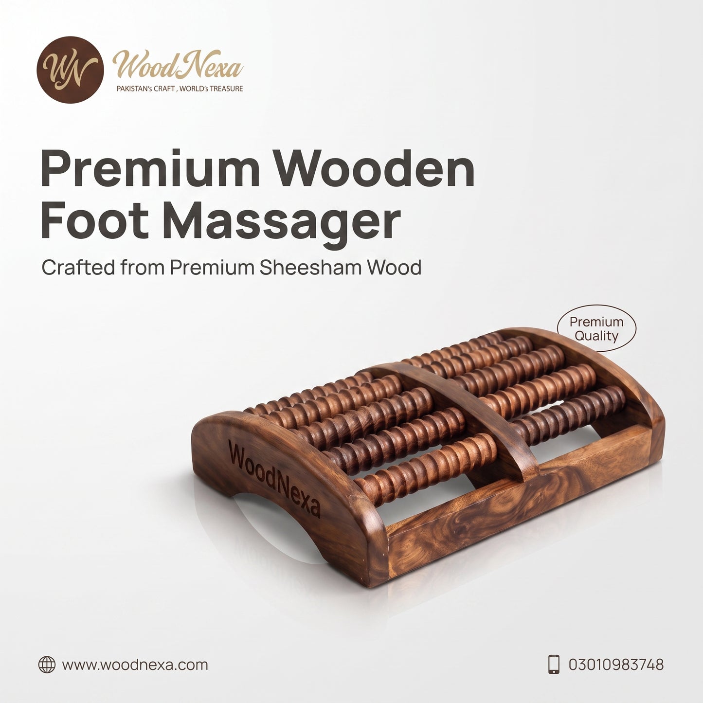 WoodNexa Premium Wooden Foot Massager Roller | Natural Sheesham Wood Stress & Pain Relief Reflexology Massager for Plantar Fasciitis, Heel, and Foot Arch Pain