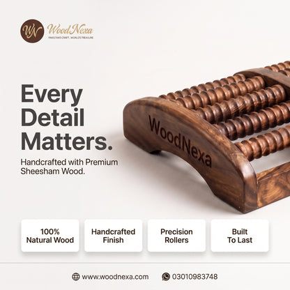 WoodNexa Premium Wooden Foot Massager Roller | Natural Sheesham Wood Stress & Pain Relief Reflexology Massager for Plantar Fasciitis, Heel, and Foot Arch Pain