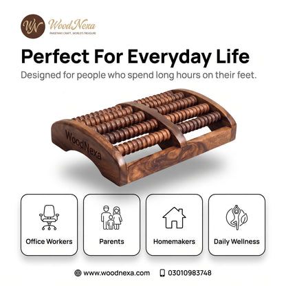 WoodNexa Premium Wooden Foot Massager Roller | Natural Sheesham Wood Stress & Pain Relief Reflexology Massager for Plantar Fasciitis, Heel, and Foot Arch Pain