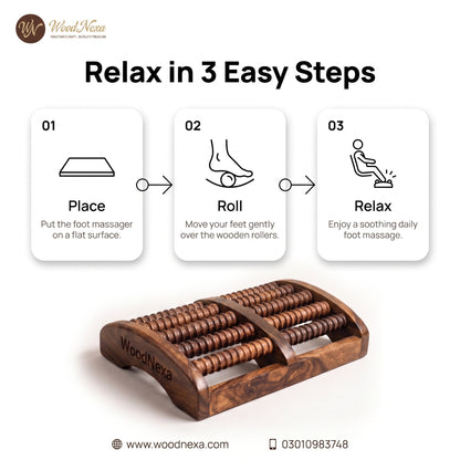WoodNexa Premium Wooden Foot Massager Roller | Natural Sheesham Wood Stress & Pain Relief Reflexology Massager for Plantar Fasciitis, Heel, and Foot Arch Pain