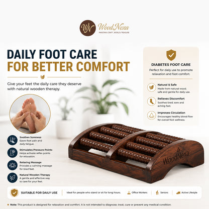 WoodNexa Premium Wooden Foot Massager Roller | Natural Sheesham Wood Stress & Pain Relief Reflexology Massager for Plantar Fasciitis, Heel, and Foot Arch Pain