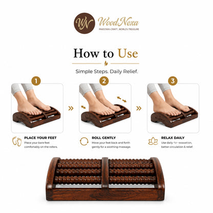 WoodNexa Premium Wooden Foot Massager Roller | Natural Sheesham Wood Stress & Pain Relief Reflexology Massager for Plantar Fasciitis, Heel, and Foot Arch Pain